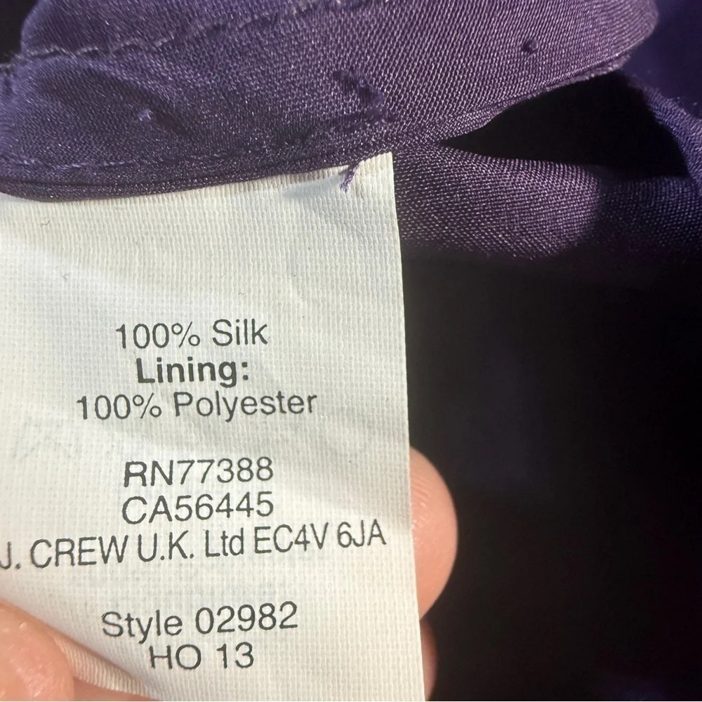 J Crew Silk Chiffon Nadia Strapless Party Dress Size 10 HOCO Purple Bridesmaid